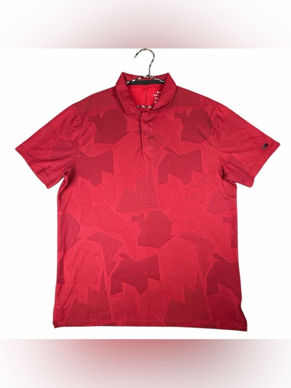 Nike Tiger Woods Dri-FIT Camo Jacquard Polo Shirt Model CT3801 “Sunday Red” Sz L